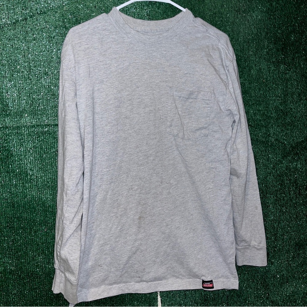 Dickies DISTRESSED Gray Longsleeve Shirt M Work Wear